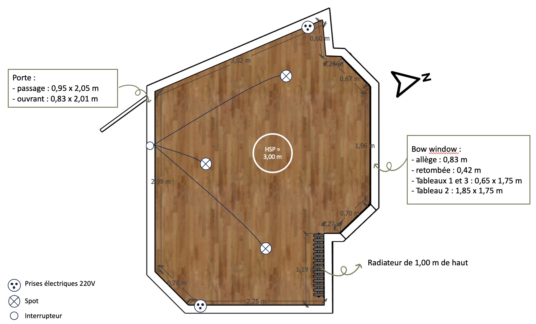 Plan 2D du salon baroque